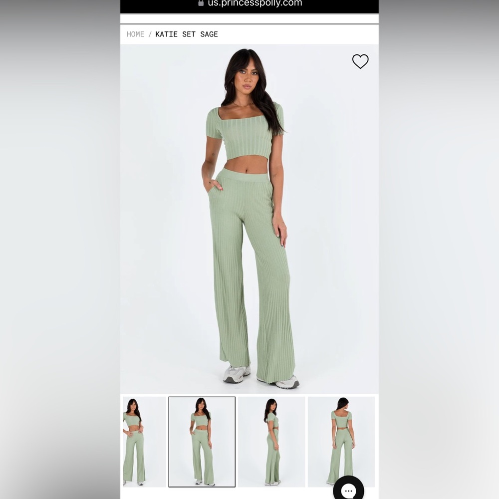 Princess Polly NWT sage green two piece set. Size XS/S